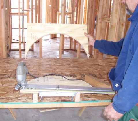 the arch cutting jig at work
