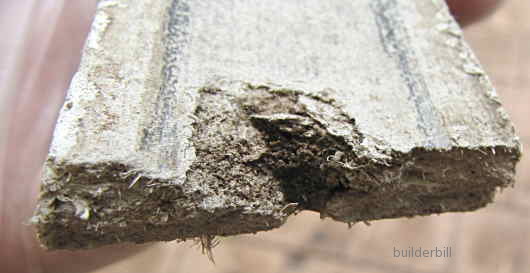 the inside face of an asbest cover batten