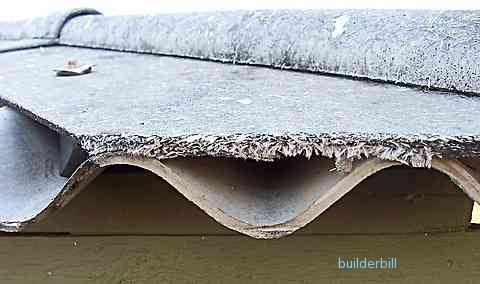 free asbestos fibres on roof edge