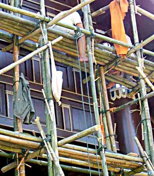 bamboo poles used as scaffolding