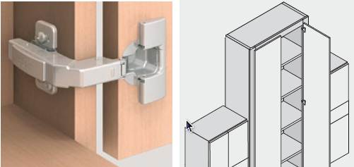 a blind corner overlay hinge.