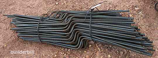 concrete rebar cut, bent and bundled