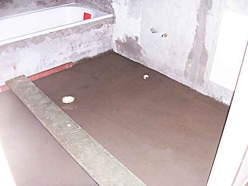 bathroom cement topping fall to floor waste