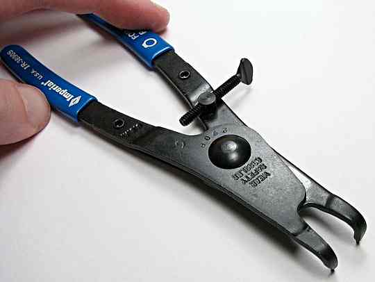 A pair of mechanic's circlip pliers