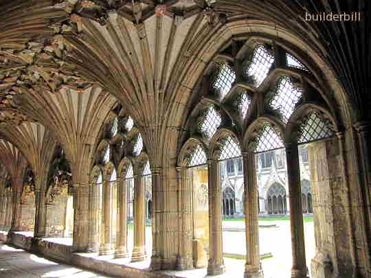 medieval masonry work, cloisters salisbury