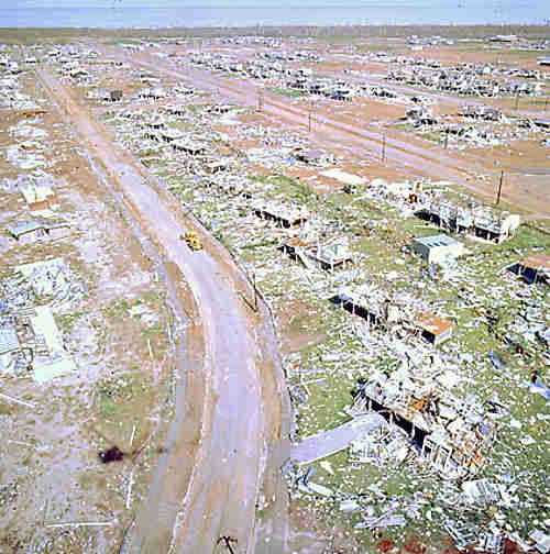 Aerial shot of cyclone damage