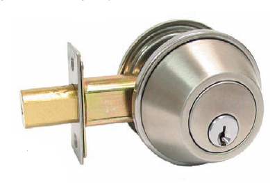 A deadbolt lock, can have single key or double key