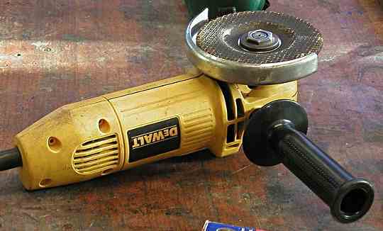 A Dewalt grinder with a depressed centre disk