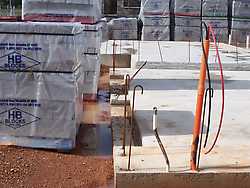 Recess in concrete slab for door frames