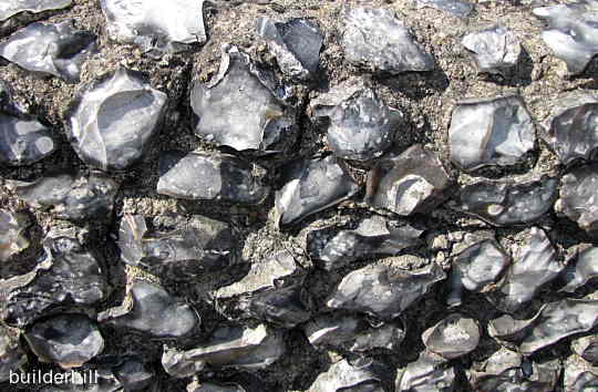 flint stones used in a rubble wall