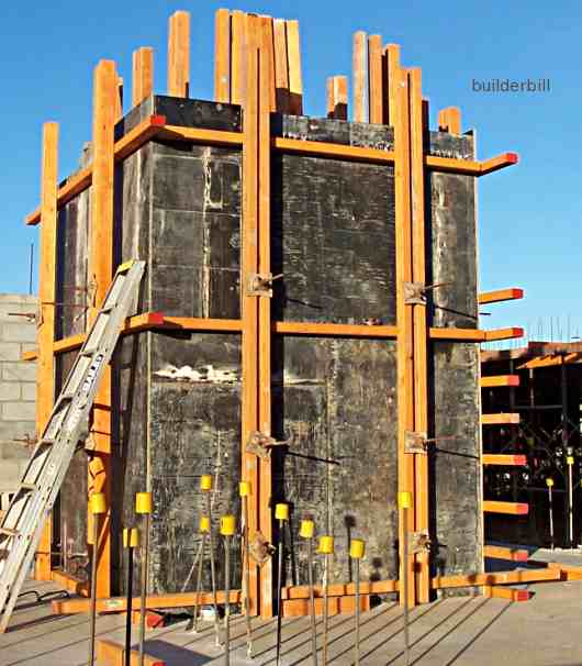 formwork soldiers to a lift well