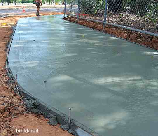 a freshly laid concrete pavement.