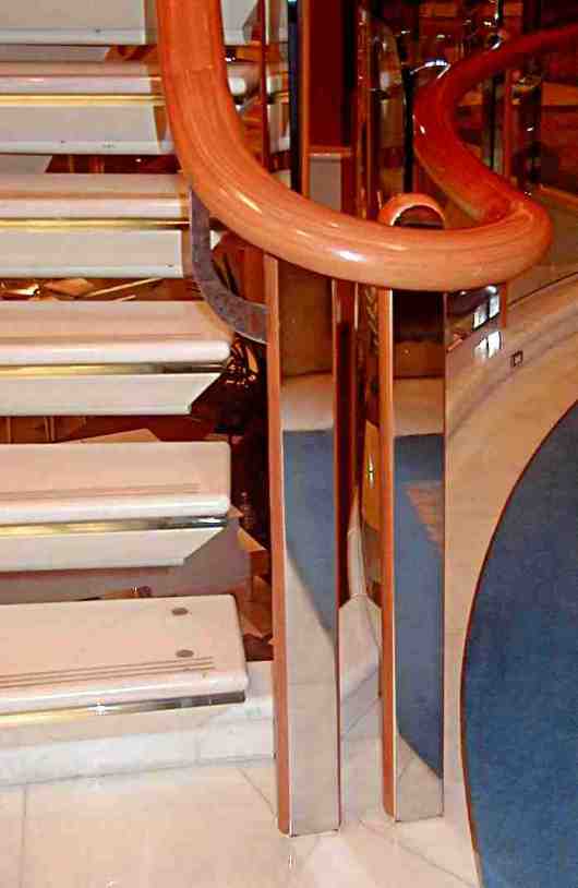 steel, marble and timber used in one stairway
