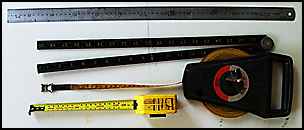 tape measure, rule, steel rule.