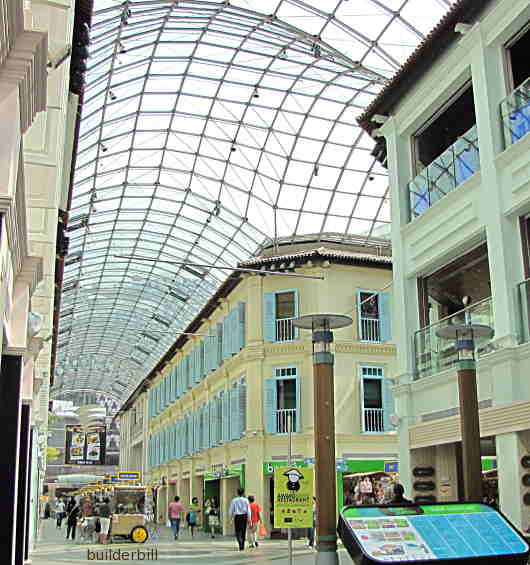roofed shopping galleria in Singapore