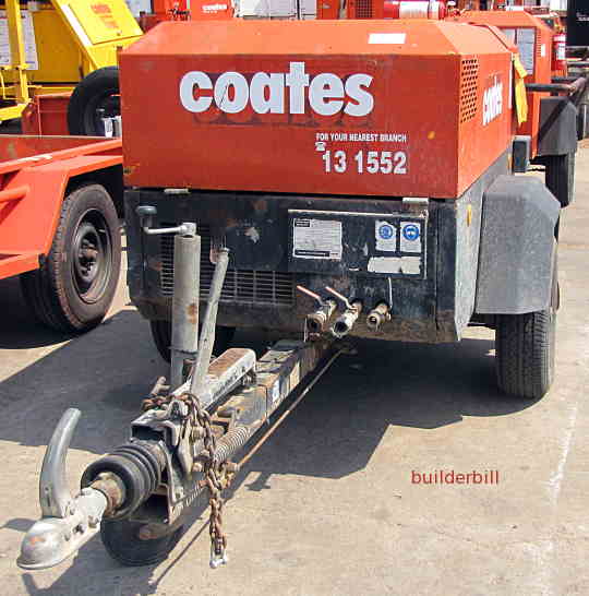 A trailer mounted mobile air compressor