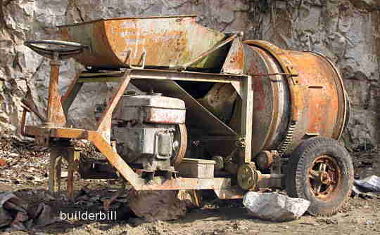 an  old concrete mixer