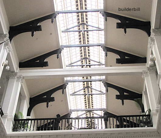 The hammer beam style roof at raffles hotel singapore