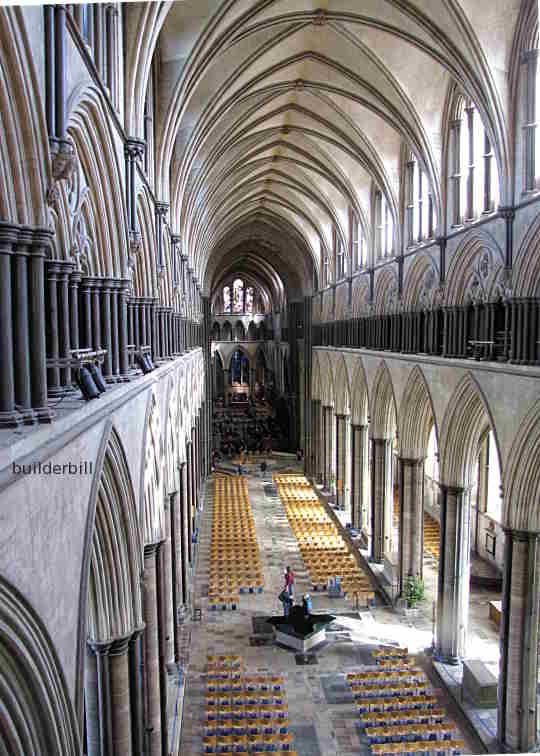 medieval masory. salisbury cathedral interior view