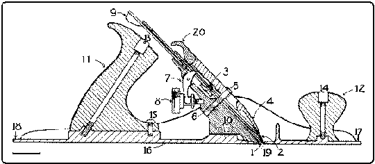 A cross section of a steel smoothing plane