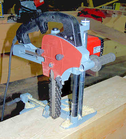 A small portable chain mortiser