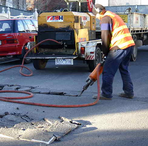 Using a pavement breaker