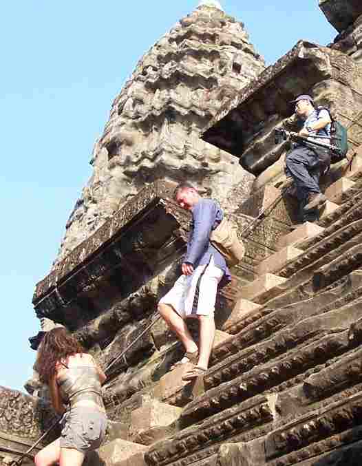 Steep stone stairs at Ankor Wat