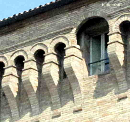 an arched corbel table  seen in Ravenna
