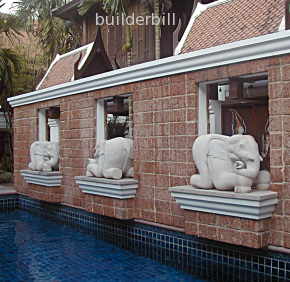 carved stone elephants pool ornaments