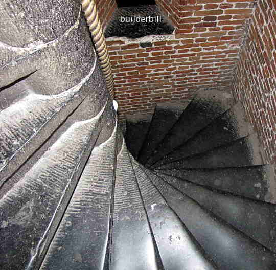 a stone spiral stairway
