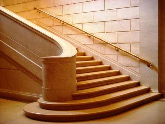 A large dressed stone staircase