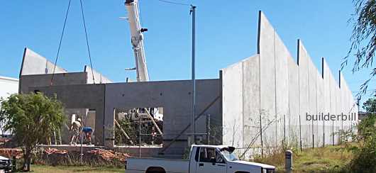 The concrete walls of a tilt slab warehouse