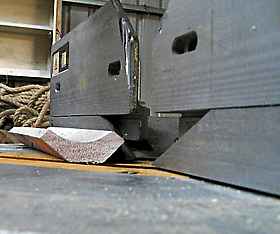 timber cornice on bed of miter saw