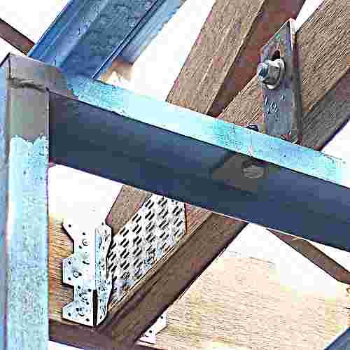 Steel shear wall bolt connection to roof truss