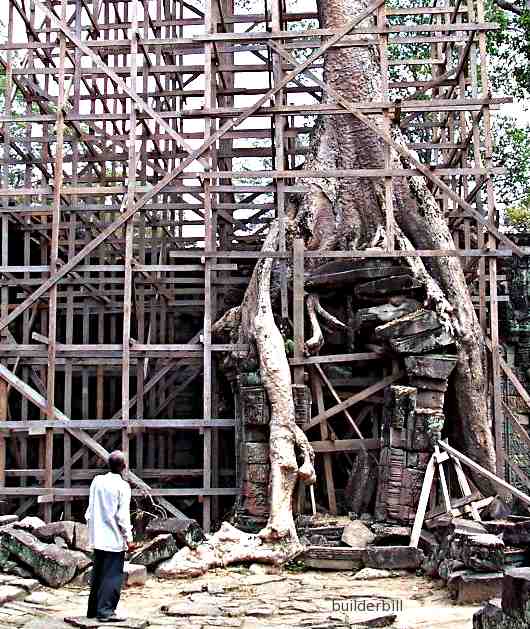 timber of lumber used as scaffolding