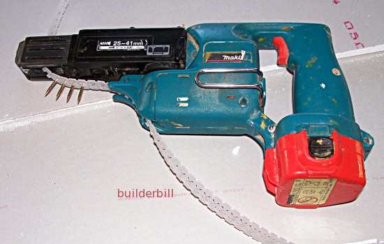 A cordless drywall screw gun