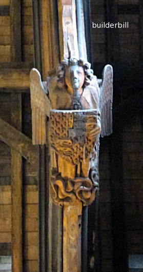detail of the carving to the beams in westminster hall
