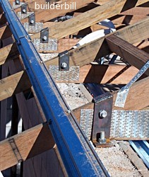 timber roof truss hold down bolts, metal purlins