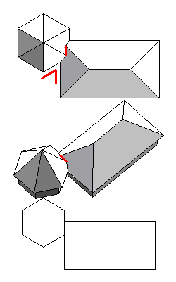 sketches of hexagonal roof