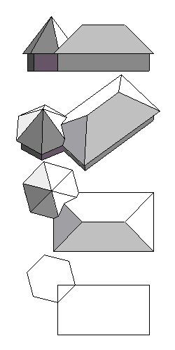 hexagon roof to hip roof