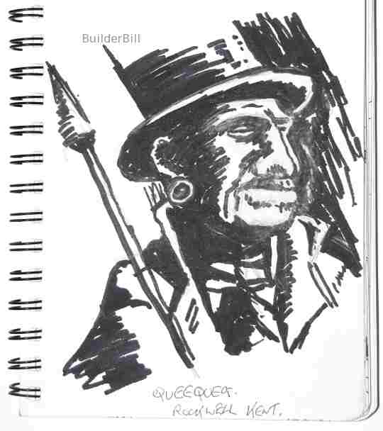 marker pen sketch of queequeg by rockwell kent
